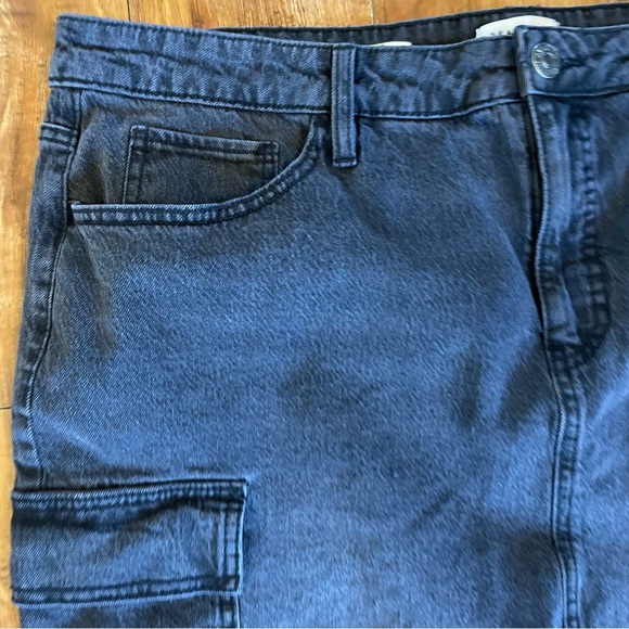 AVA & VIV Women’s Black Distressed Denim Jean Cargo Slim Skirt Size 17 - Picture 6 of 12